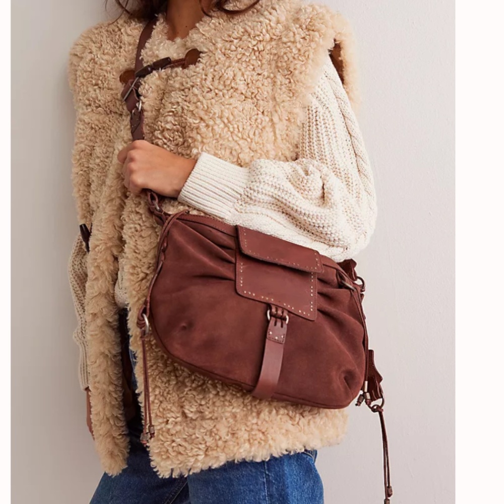 FP We The Free Silvie Studded Sling Bag in Cognac NWT - Picture 4 of 11